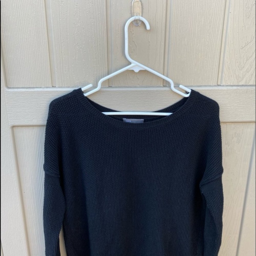 Vince cashmere cotton seed stitch waffle knit boxy relaxed fit pullover sweater - Picture 9 of 16